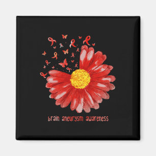 Daisy Butterfly Burgundy Ribbon Brain Aneurysm Awa Magnet