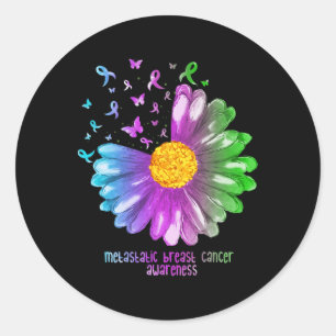 Daisy Butterfly Metastatic Breast Cancer Awareness Classic Round Sticker