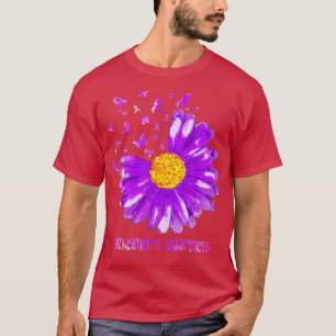 Daisy Butterfly Purple Ribbon Alzheimers Awareness T-Shirt