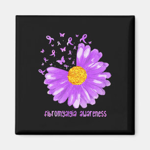 Daisy Butterfly Purple Ribbon Fibromyalgia Awarene Magnet