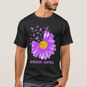 Daisy Butterfly Purple Ribbon Fibromyalgia Awarene T-Shirt