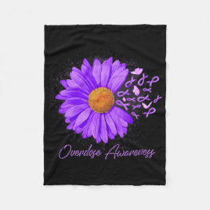 Daisy Butterfly Purple Ribbon Overdose Awareness 4 Fleece Blanket