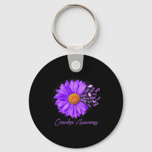 Daisy Butterfly Purple Ribbon Overdose Awareness 4 Key Ring