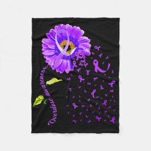 Daisy Butterfly Purple Ribbon Overdose Awareness 5 Fleece Blanket
