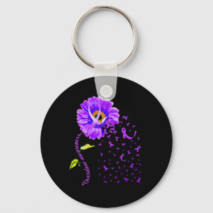 Daisy Butterfly Purple Ribbon Overdose Awareness 5 Key Ring