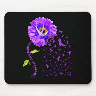 Daisy Butterfly Purple Ribbon Overdose Awareness 5 Mouse Pad