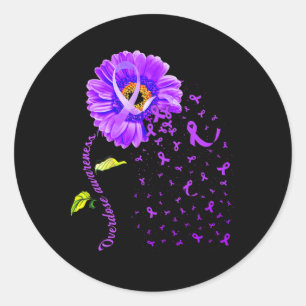 Daisy Butterfly Purple Ribbon Overdose Awareness Classic Round Sticker