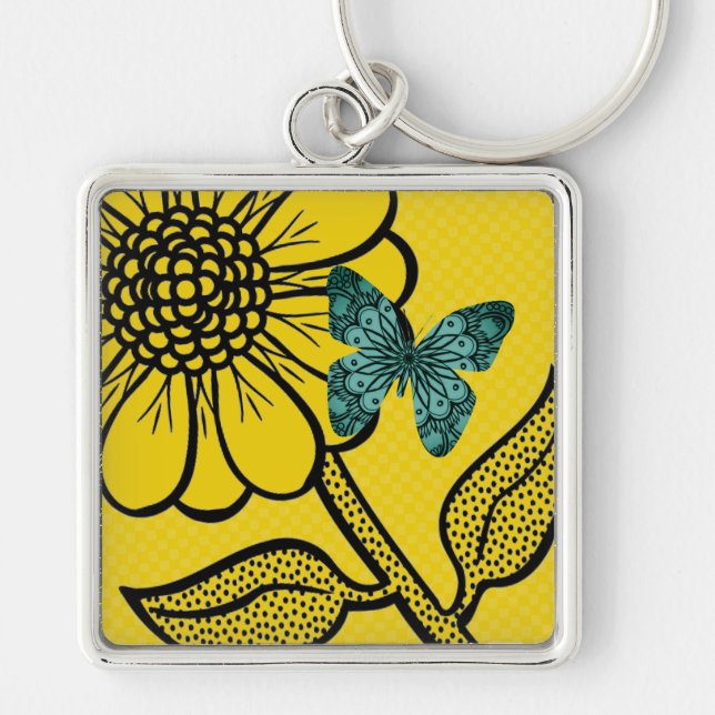 Daisy Butterfly Tropical Keyring (Front)
