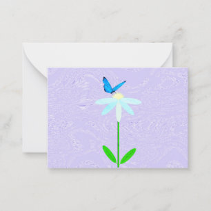 Daisy Butterfly With Violet Background Note Cards