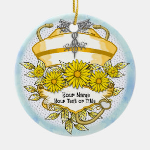 Daisy caduceus nurse  ceramic tree decoration