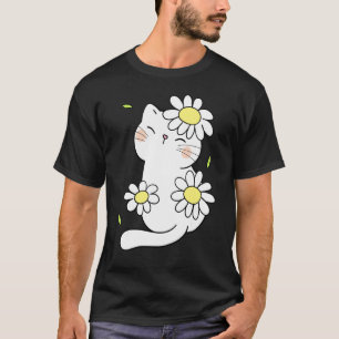 Daisy Cat Spring Floral Kitten With Flower Animal T-Shirt
