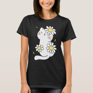 Daisy Cat Spring Floral Kitten With Flower Animal T-Shirt