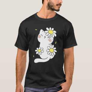 Daisy Cat Spring Floral Kitten With Flower Animal T-Shirt