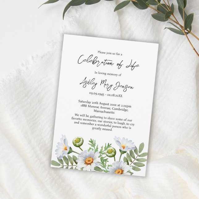 Daisy Celebration of Life Funeral Invitation (Creator Uploaded)