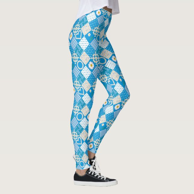 Daisy Chain Faux Patchwork to Customise Leggings (Right)