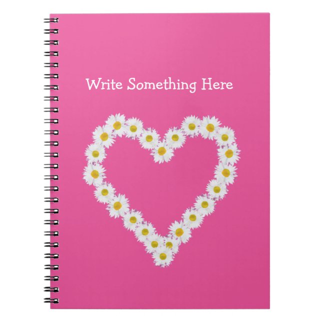 Daisy Chain Heart Spiral Notebook to Personalise (Front)