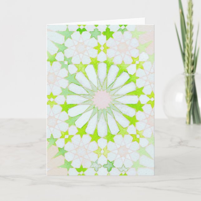 "Daisy Chain" Islamic geometry greeting card (Front)