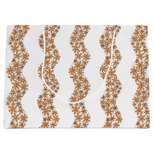 Daisy Chain Wiggly Flower Stripes orange Large Gift Bag