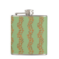 Daisy Chain Wiggly Flower Stripes orange on green