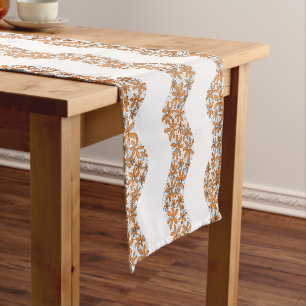 Daisy Chain Wiggly Flower Stripes orange Short Table Runner