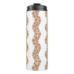 Daisy Chain Wiggly Flower Stripes orange Thermal Tumbler
