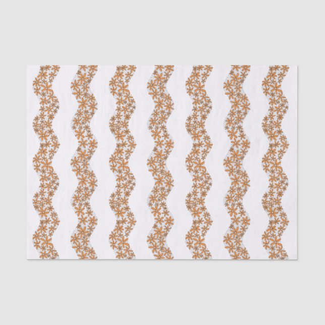 Daisy Chain Wiggly Flower Stripes orange Tissue Paper (Front)