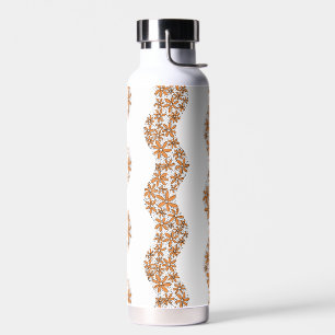 Daisy Chain Wiggly Flower Stripes orange Water Bottle