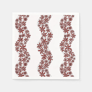 Daisy Chain Wiggly Flower Stripes red Napkin