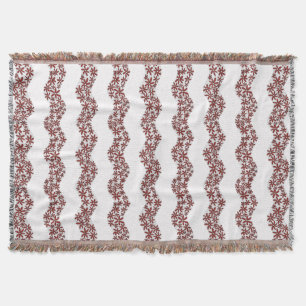 Daisy Chain Wiggly Flower Stripes red Throw Blanket
