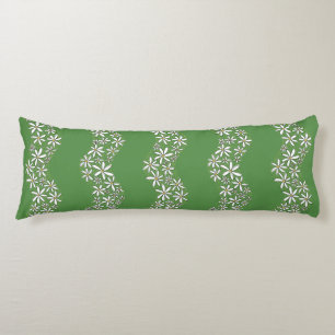 Daisy Chain Wiggly Flower Stripes white green Body Cushion