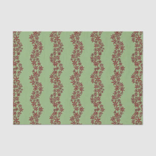 Daisy Chain Wiggly Flower Stripes white on green Tissue Paper