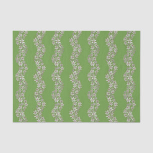 Daisy Chain Wiggly Flower Stripes white red green Tissue Paper