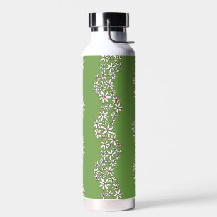 Daisy Chain Wiggly Flower Stripes white red green Water Bottle