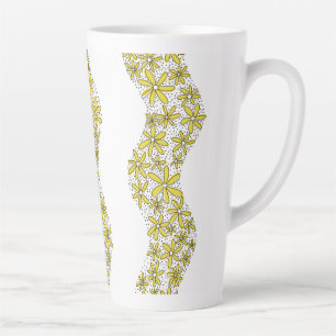Daisy Chain Wiggly Flower Stripes yellow Latte Mug