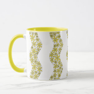 Daisy Chain Wiggly Flower Stripes yellow Mug