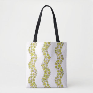 Daisy Chain Wiggly Flower Stripes yellow Tote Bag