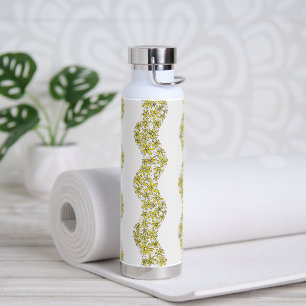 Daisy Chain Wiggly Flower Stripes yellow Water Bottle