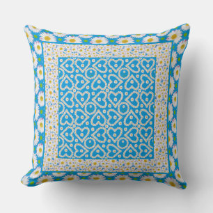 Daisy Chains Mix'n'match Patterns on Sky Blue Cushion