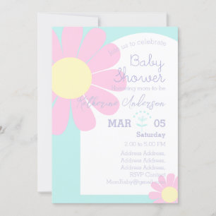 Daisy Chic Baby Shower Pastel Blue Invitation