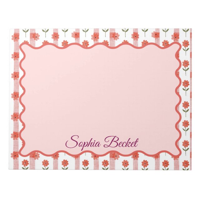 Daisy Coquette Stripes Notepad (Front)