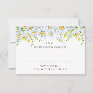 Daisy. Country flowers. Garden floral wedding RSVP Card