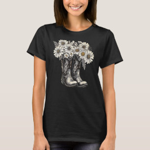Daisy Cowboy Boots Cowgirl Western Rural Farm Rode T-Shirt
