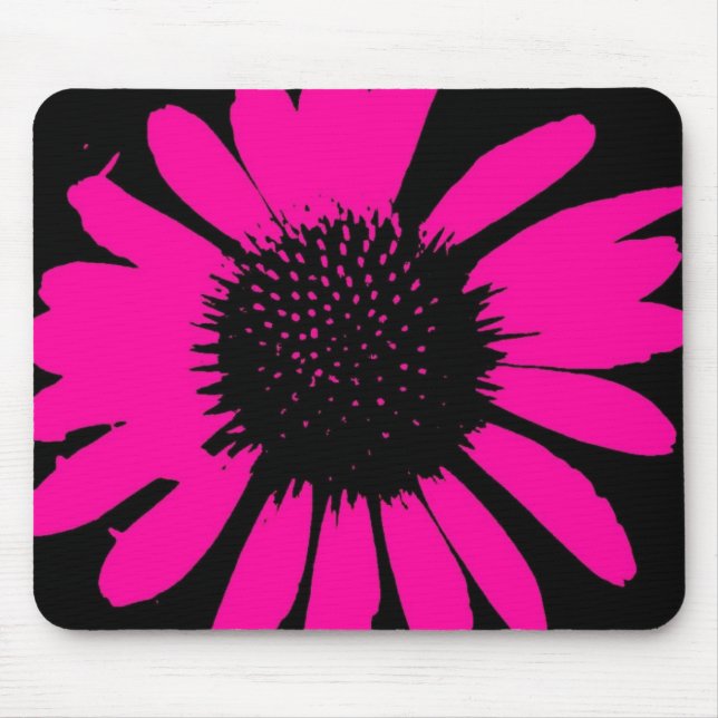 Daisy Crazy Hot Pink & Black Mouse Pad (Front)
