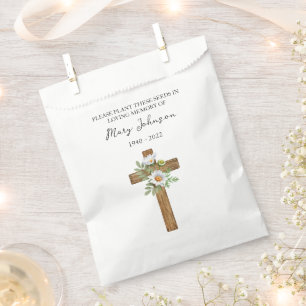Daisy Cross Seed Packet Memorial Funeral Favor Bag