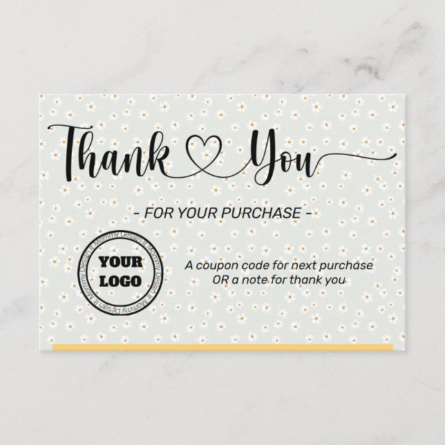 Daisy Custom Business Flat Thank You Card (Front)