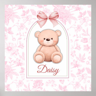 Daisy | Custom Pink Teddy Bear Nursery Design  Poster