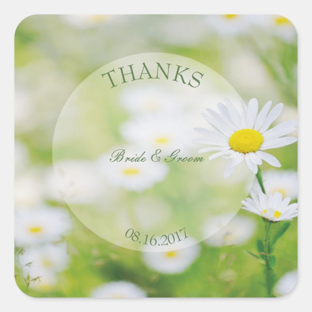 Daisy Daisies Flower Floral Summer Wedding Square Sticker (Front)