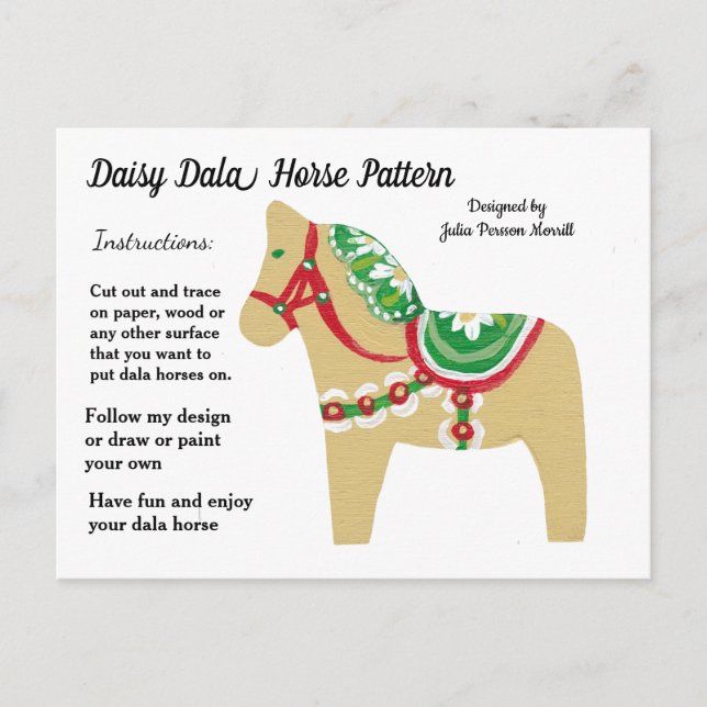 Daisy Dala Horse Pattern to Share Holiday Postcard (Front)