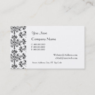 Daisy Damask Black White Custom Business Cards