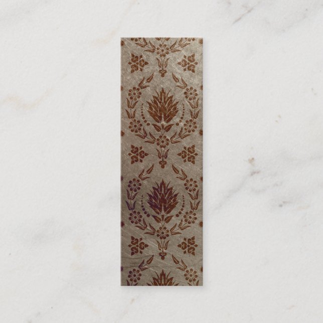 Daisy Damask, BRUSHED METAL Mini Business Card (Front)